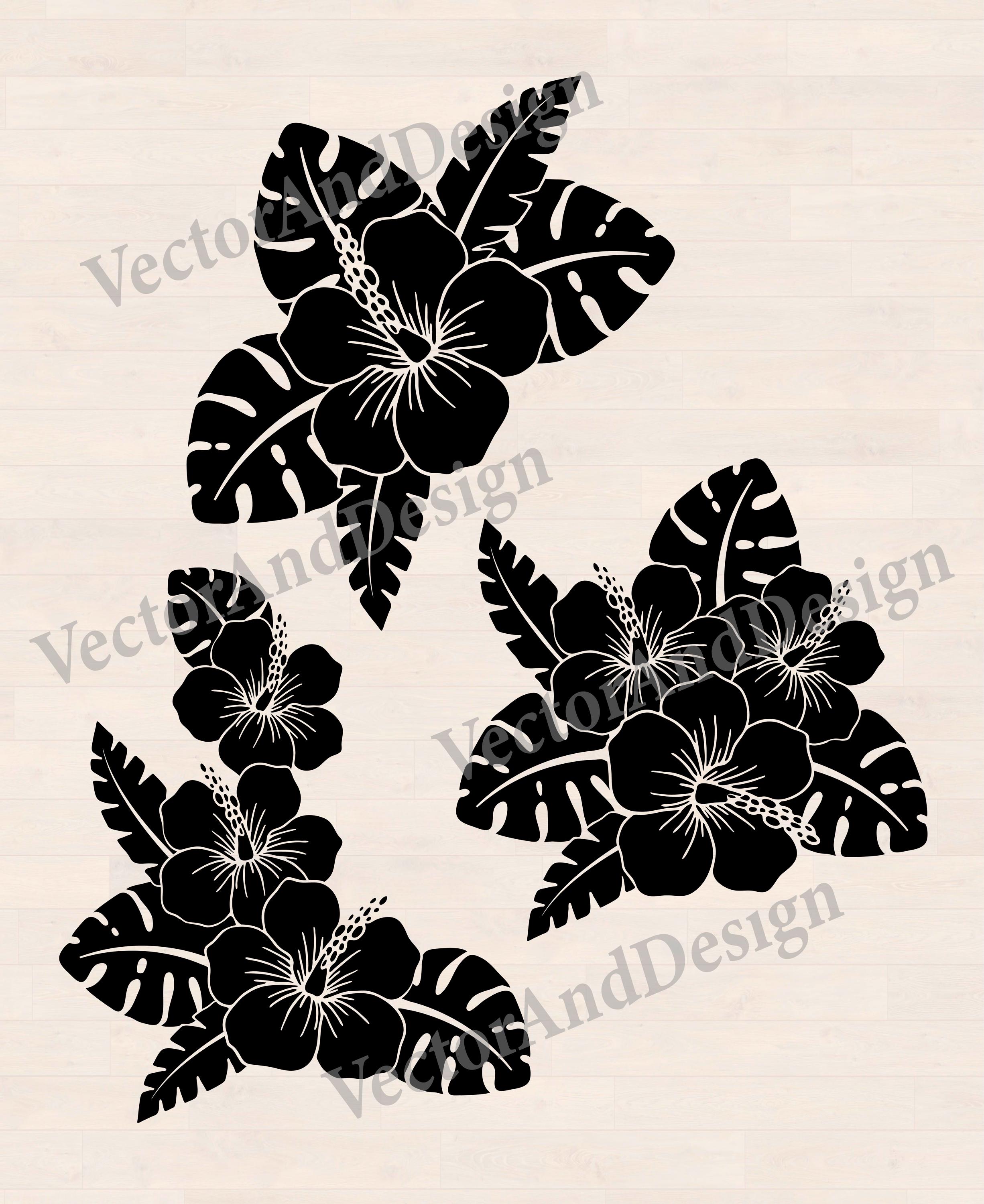 Hibiscus Flower SVG, Hawaiian Tropical Laser Cut File Stencil (digital ...