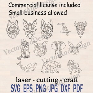 Polygonal Animal SVG Laser Cut Files, Geometric Vector Minimalist Decor