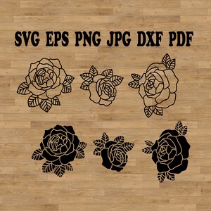 バラ SVG、バラのパターン SVG、バラの花 SVG、バラのステンシル SVG、バラの車のデカール、バラのステッカー SVG、植物 SVG