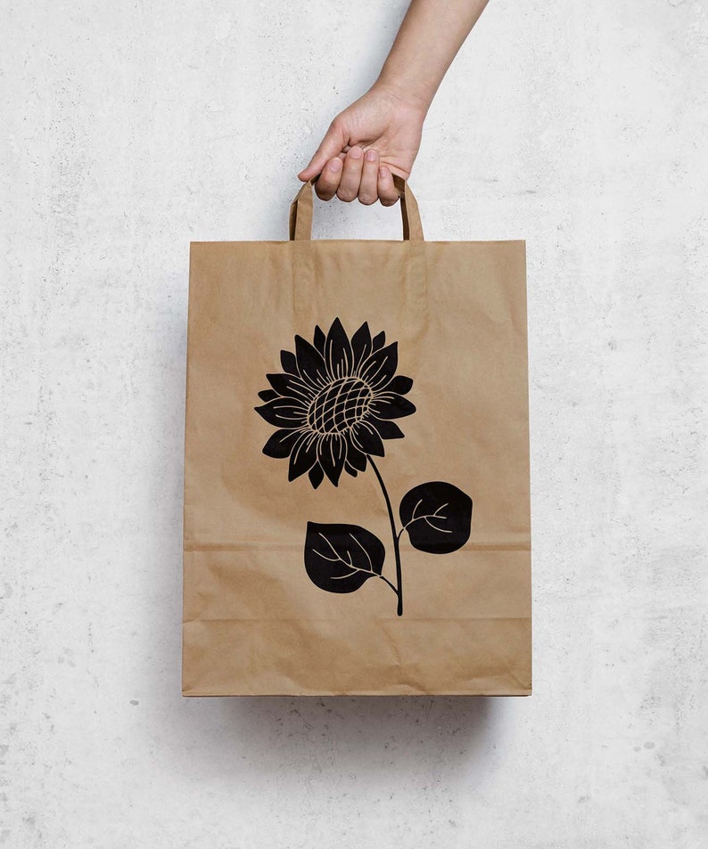 Stencil Sunflower Sunflower branch Silhouette flowers leaves Sunflower svg template Template Cut File SVG for Cricut and Silhouette
