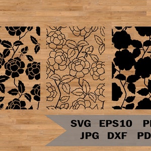 Patrón sin costuras de peonías SVG para decoración, patrón floral SVG, patrón occidental, adorno SVG, floral barroco SVG, patrón de encaje de peonías