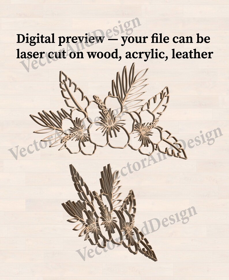 Hibiscus Flower SVG Stencil, Hawaiian Tropical Flowers Template Cut File (Digital Download)