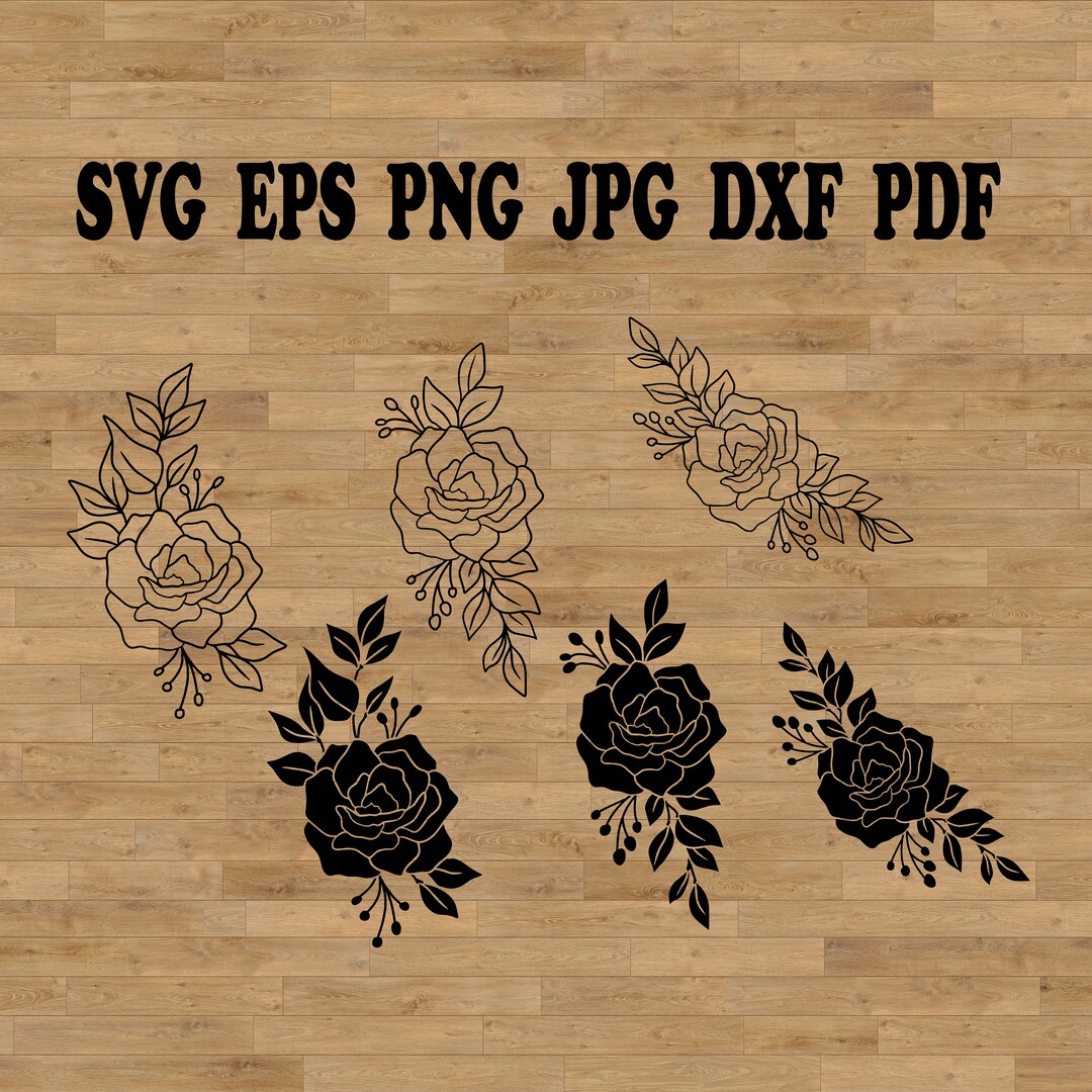 Rose Border Svg Botanical Svg Garden Flowers Svg Spring Etsy