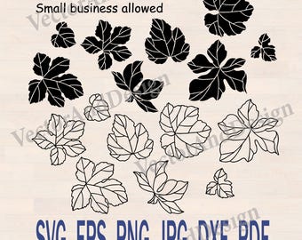 Grape Leaf SVG, Botanical Line Art and Leaf Silhouettes for Cricut and Laser Cutting