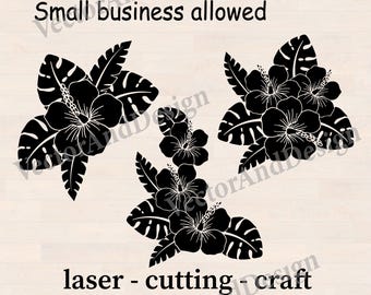 Hibiscus Flower SVG, Hawaiian Tropical Laser Cut File Stencil (Digital Download)