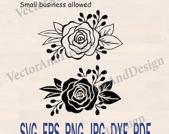 Rose svg, flower bouquet silhouette clipart, roses paper cut ornaments spring