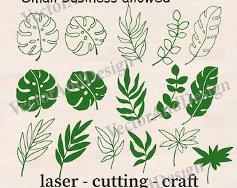 Tropical Leaves SVG, Monstera Leaf Clipart, Jungle Palm Leaf set of 12 (Digital Download)