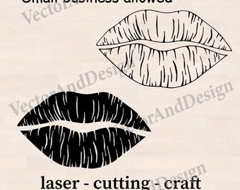 Paquete de archivos SVG de labios, PNG de marcas de besos, archivo de corte para impresión de lápiz labial para Cricut