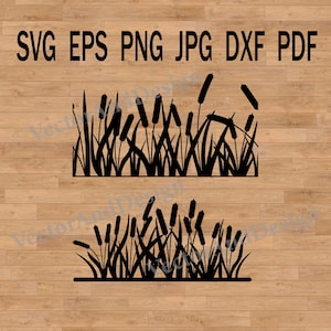Borde de espadaña SVG, dibujo de hierba para su diseño, archivo de corte para circuito, clipart de caña, vector de calcomanía, planta silvestre SVG