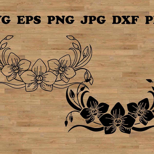 Modèle de fleurs d'orchidée svg, motif tropical pour la coupe, orchidée imprimable de coupe, SVG pour Cricut et Silhouette