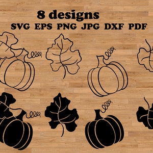 Calabaza svg, calabaza de Halloween, hojas de otoño svg, hoja de arce svg, patrón de hoja svg, hojas de otoño png, cricut botánico, lindo archivo de corte de vinilo