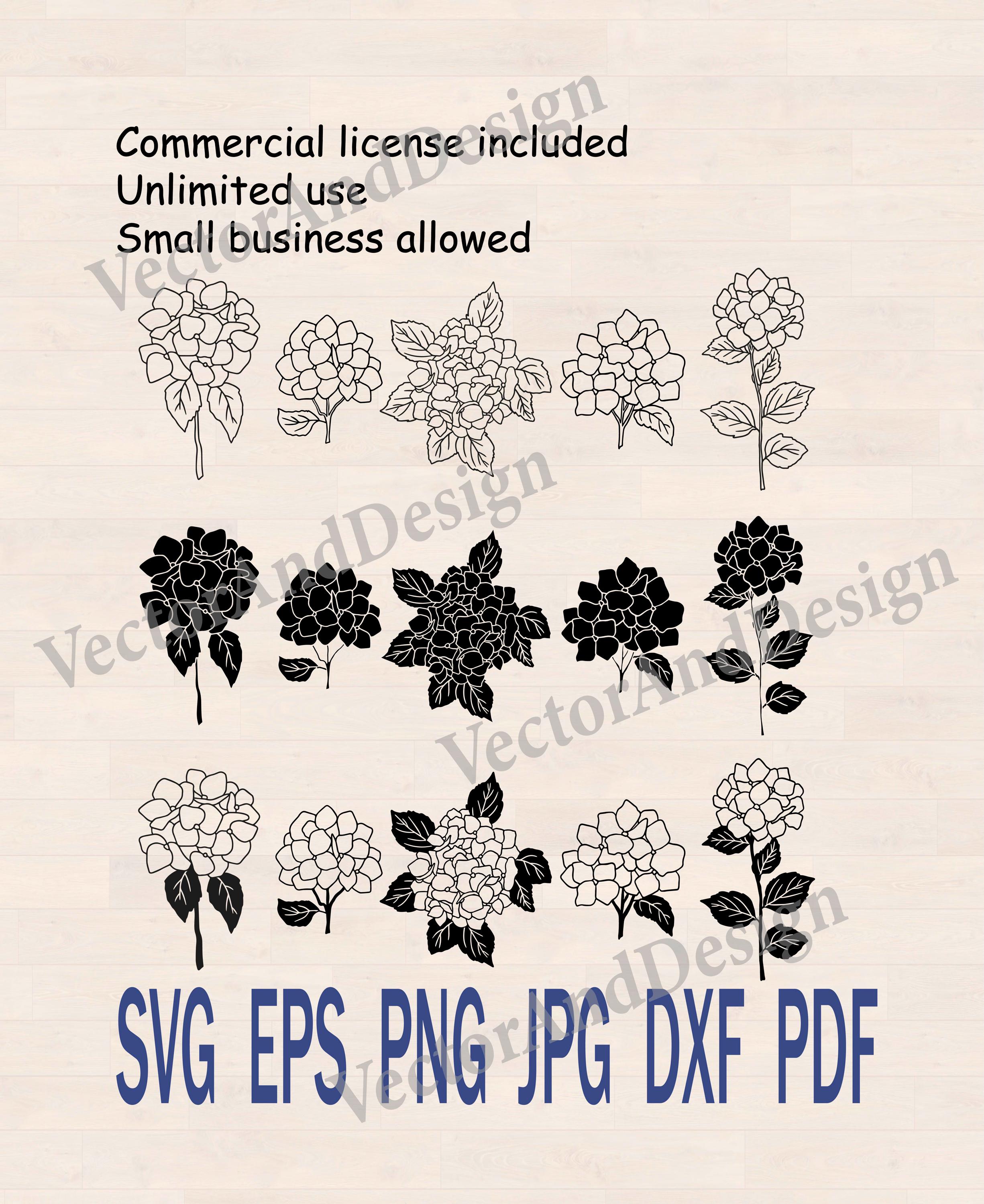 Hydrangea Svg File, Cutting Plotter Wedding Flower Hydrangea