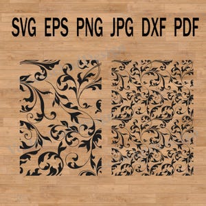 Cuero repujado sin costuras PNG, patrón occidental SVG, adorno floral SVG, damasco floral SVG, archivo de corte SVG de damasco, damasco EPS, patrón sin costuras