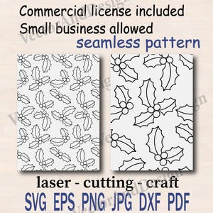 Mistletoe Seamless Pattern, Botanical Leaf Berry Print, Christmas Surface Design, Digital Paper