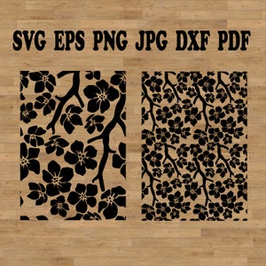 桜模様 svg、植物のクリカット、かわいいビニールカットファイル、花柄 eps、壁紙クリップアート、デジタルペーパーカットアウト、シームレスパターン svg