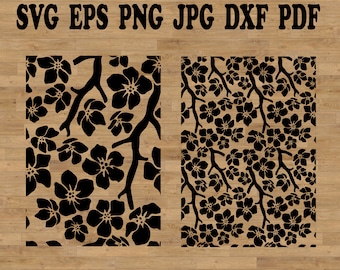 Patrón de Sakura SVG, Cricut botánico, lindo archivo de corte de vinilo, patrón floral EPS, clipart de papel tapiz, recorte de papel digital, patrón sin costuras SVG