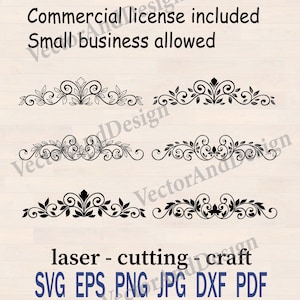 Damask ornament Svg, border floral eps, decor accent laser cut, baroque Pattern