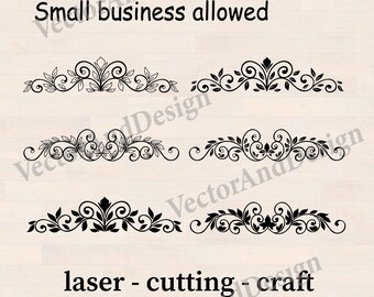 Damask ornament Svg, border floral eps, decor accent laser cut, baroque Pattern