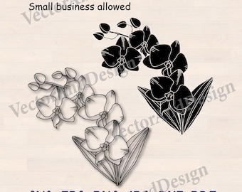 Orchidée SVG, clipart floral tropical, fleurs modèle pour découpe laser (téléchargement numérique)