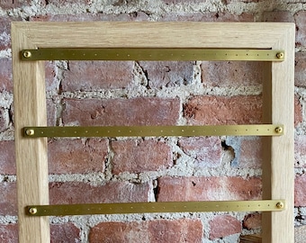 Wall-Mounted Jewelry Hanger, Earring Holder, Jewelry Organizer, Oak and Bronze