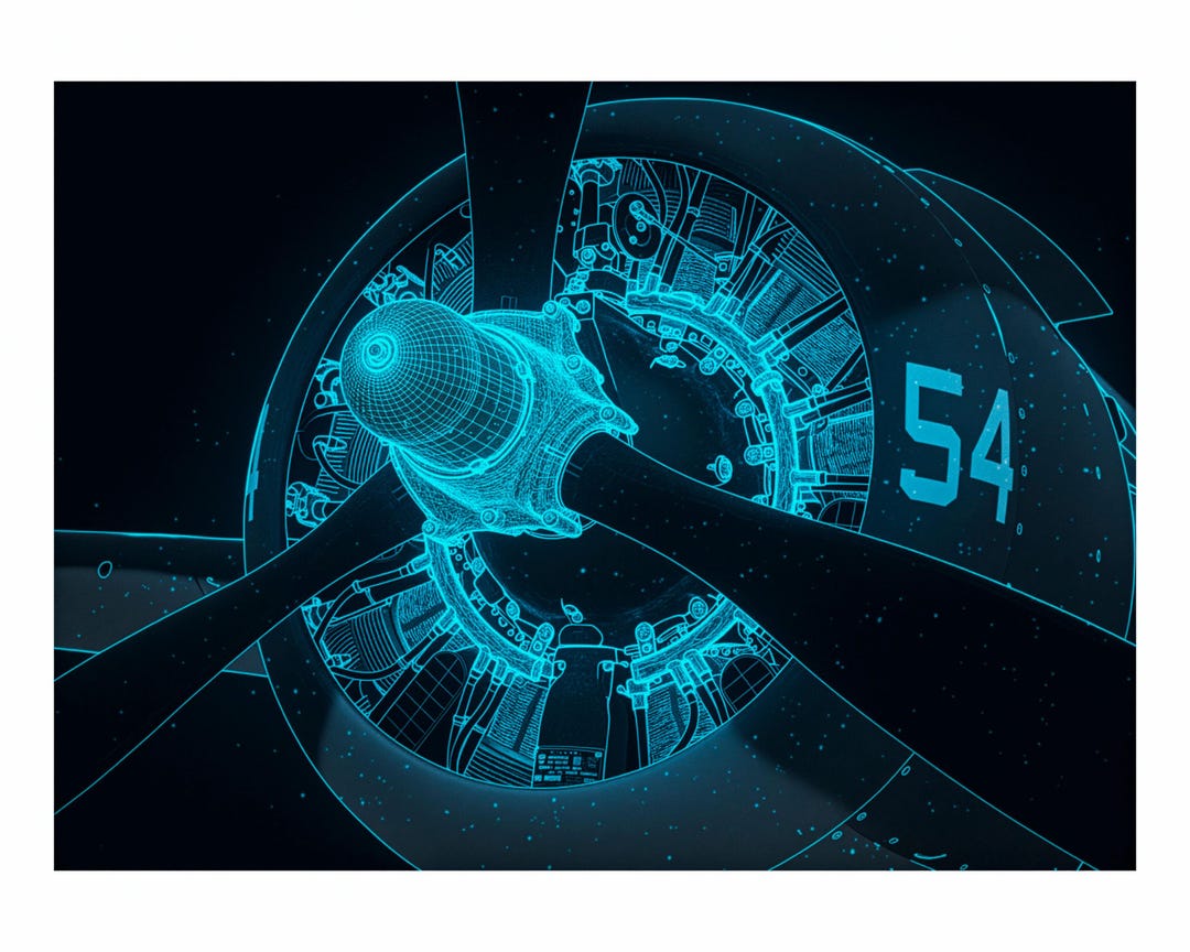 World War II Fighter Engine Wireframe Art Print - Unframed Canvas - Etsy