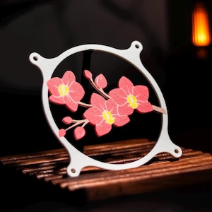 Orchid 120mm Fan Cover for Gaming Computers, Orchid Flower Game Room Decor, Streaming Room Decoration, Computer Fan Grill, 120mm PC Fan