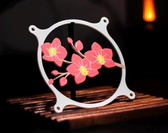 Orchid Flower Fan Cover 120mm 140mm Gaming PC Fans | Orchid Décor Streaming Room Gaming Rig Fan Shield Computer Radiator Fan Grill PC Shroud