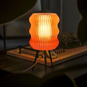 Amber Vintage Table Lamp Desk Lamp | Cozy Minimalistic Bedroom Lamp Housewarming Gift Living Room Art Decor Office Lamp Gift for Her