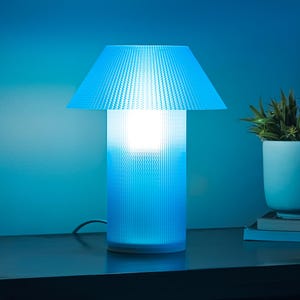 Blue Desk Lamp, Bed Room or Office Lighting, Minimalist Bedside Reading Table Lamp, Cozy LED Night Stand Lamp, Modern Bedroom Decor Gift