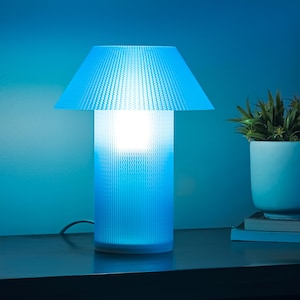 Blue Desk Lamp, Bed Room or Office Lighting, Minimalist Bedside Reading Table Lamp, Cozy LED Night Stand Lamp, Modern Bedroom Decor Gift