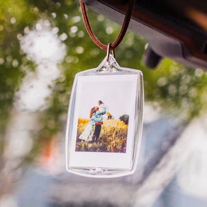 Personalized Car Photo, Rear View Mirror Photo Frame, Custom Car Accessory, Car Mirror Charm, Polaroid Photo Gift, Valentines Car Decoration