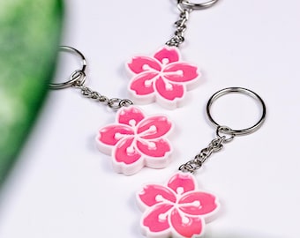 Cherry Blossom Keychain Sakura Gift for Her | Cute Flower Enamel Keychain Bag Charm Accessory | Cute Anime Cherry Blossom Flower Keychain