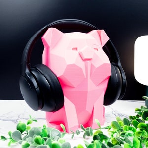 Pig Headphone Stand Holder for Gaming Room, Office Desk Organization, Cute Headset Stand for Gaming Headphones, PC Computer Gift for Gamers
