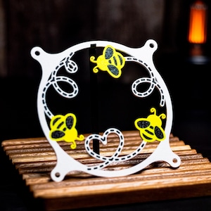 Bumble Bee Fan Cover for 120mm 140mm 200mm Gaming Computer Fans, Honey Bee Game Room Decor, 120mm PC Computer Fan Grill Cover Cute Accessory