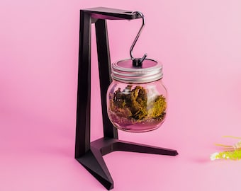 Indoor Tiny Terrarium Stand, Cute Terrarium Stand, Indoor Terrarium Gift, DIY Terrarium, Mason Jar Terrarium, Hanging Glass Terrarium