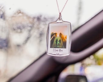 Custom Car Photo for Rear View Mirror, Personalized Car Accessory, Rear Mirror Charm, Couples Photo Gift, New Car Gift, Car Photo Hanger