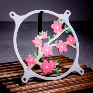 Cherry Blossom 120mm Fan Cover for Gaming Computers, Sakura Game Room Decor, Streaming Room Decoration, 120mm Computer Fan Grill