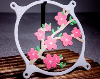 Cherry Blossom 120mm Fan Cover for Gaming Computers, Sakura Game Room Decor, Streaming Room Decoration, 120mm Computer Fan Grill