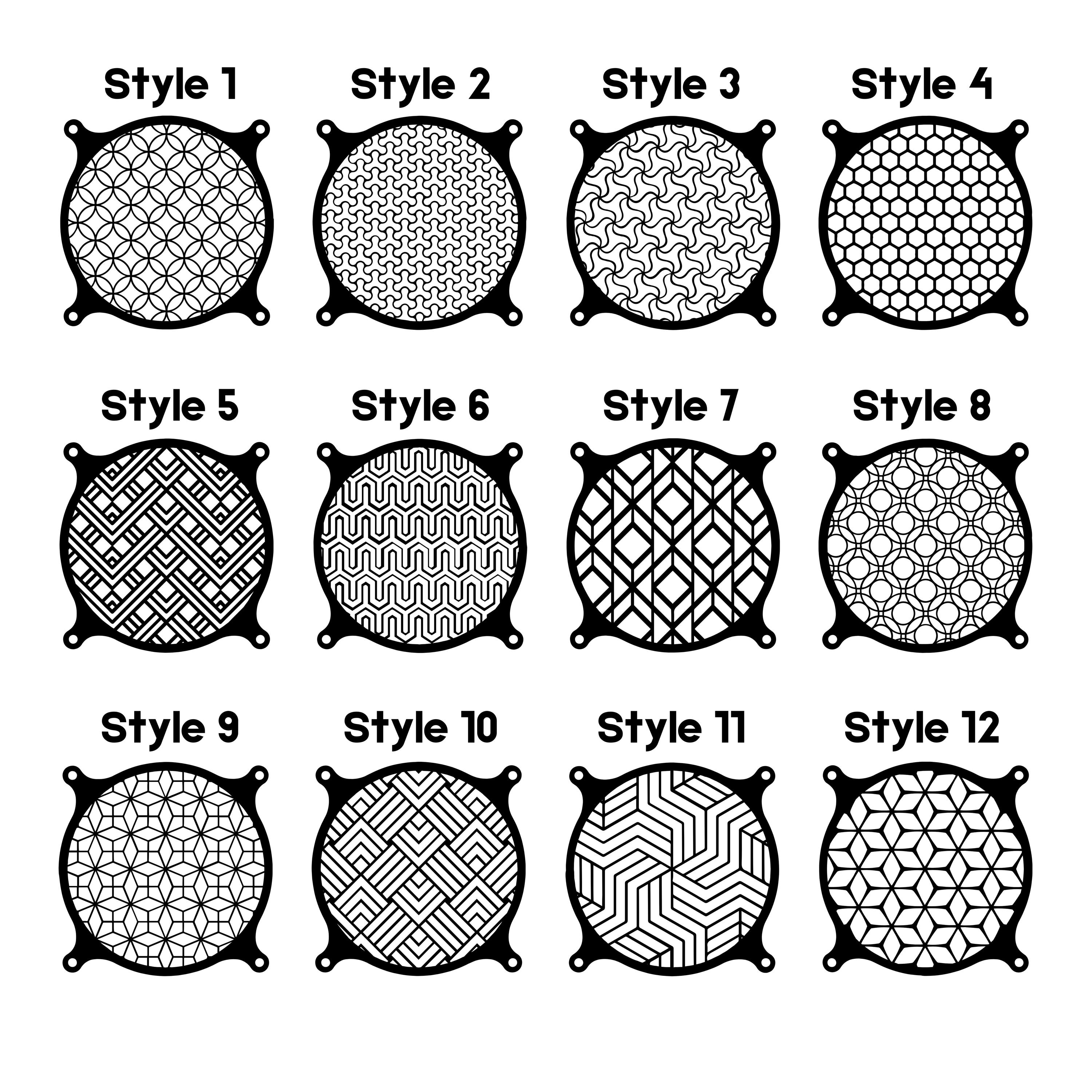 Geometric Fan Cover Designs, 120mm Computer Fan Grills for Gaming Setup ...