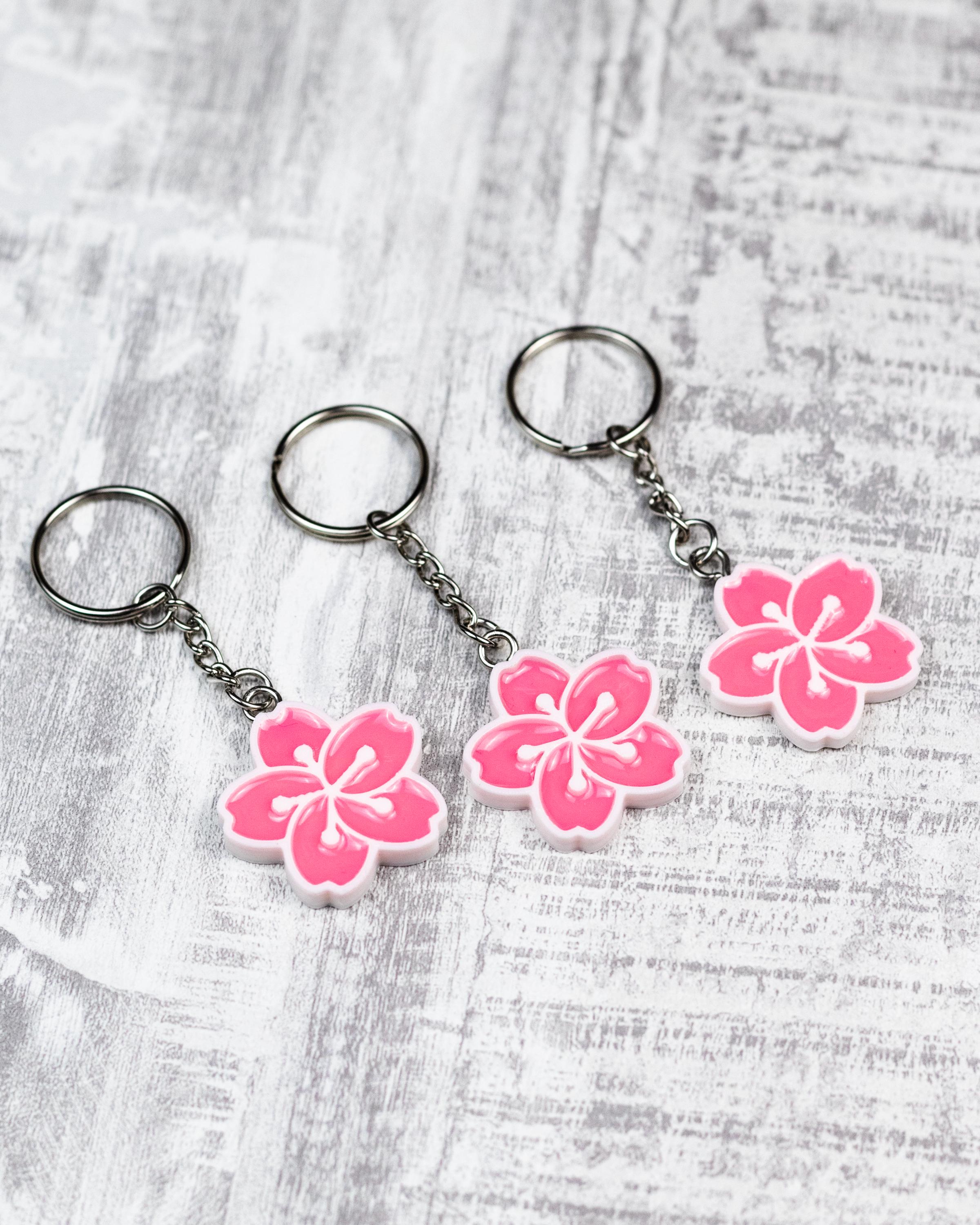 Cherry Blossom Keychain Sakura Gift for Her | Cute Flower Enamel