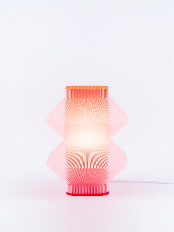 Ribbed Geometric Table Lamp Modern Accent Lighting | Plant-Based Plastic Office Desk Lamp Decor Gift for Family, Friends, Girlfriend