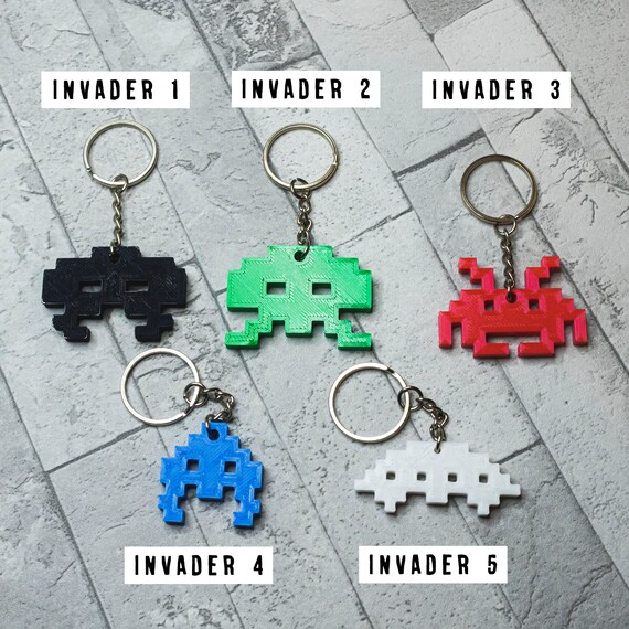 Space Invaders Keychains Retro Video Game Keychain Etsy