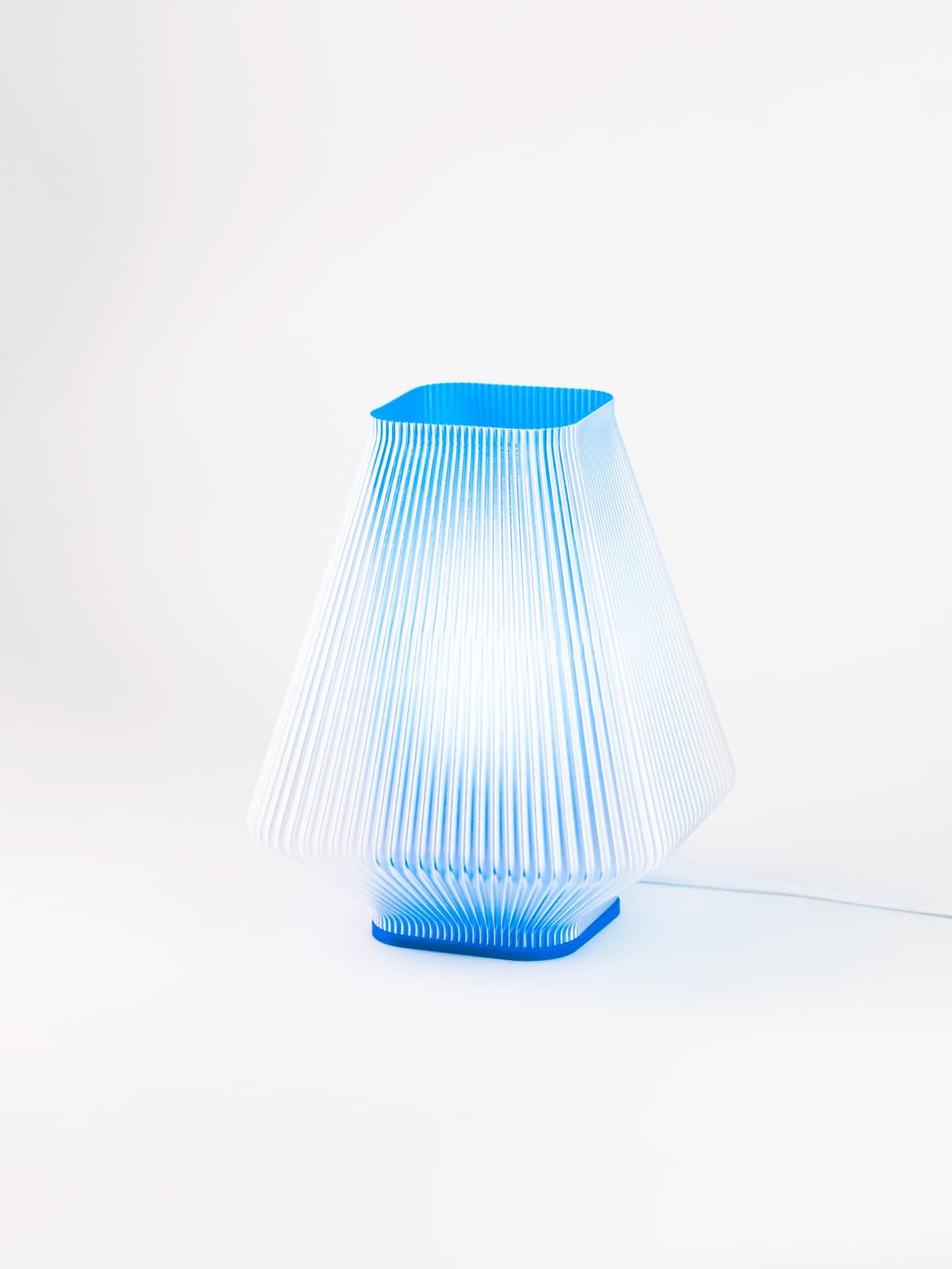 Blue Ribbed Geometric Table Lamp Modern Minimalist Accent Light | Eco ...