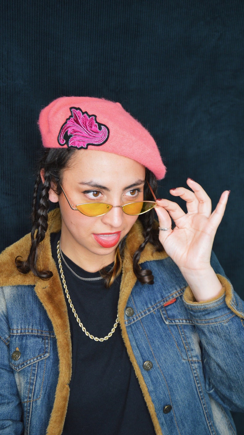 Embroidered beret Balmoral Pink