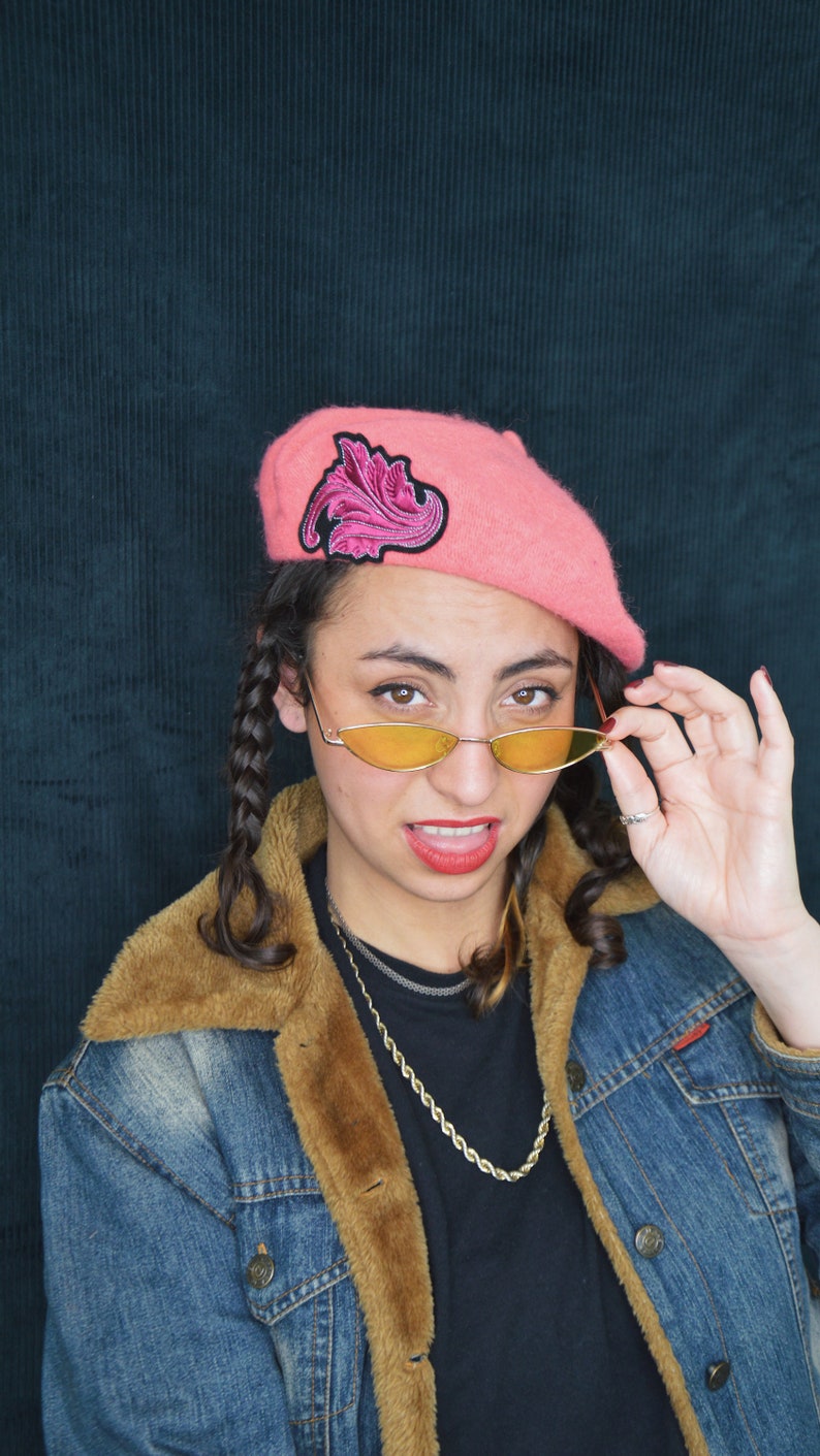 Embroidered beret Balmoral Pink