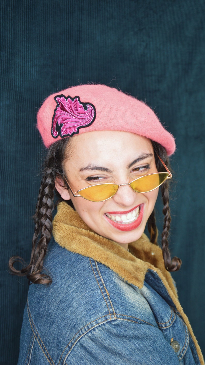Embroidered beret Balmoral Pink
