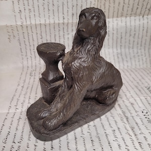 Vintage Heredities Bronze Resin Dog Afghan Hound Figurine Sculpture
