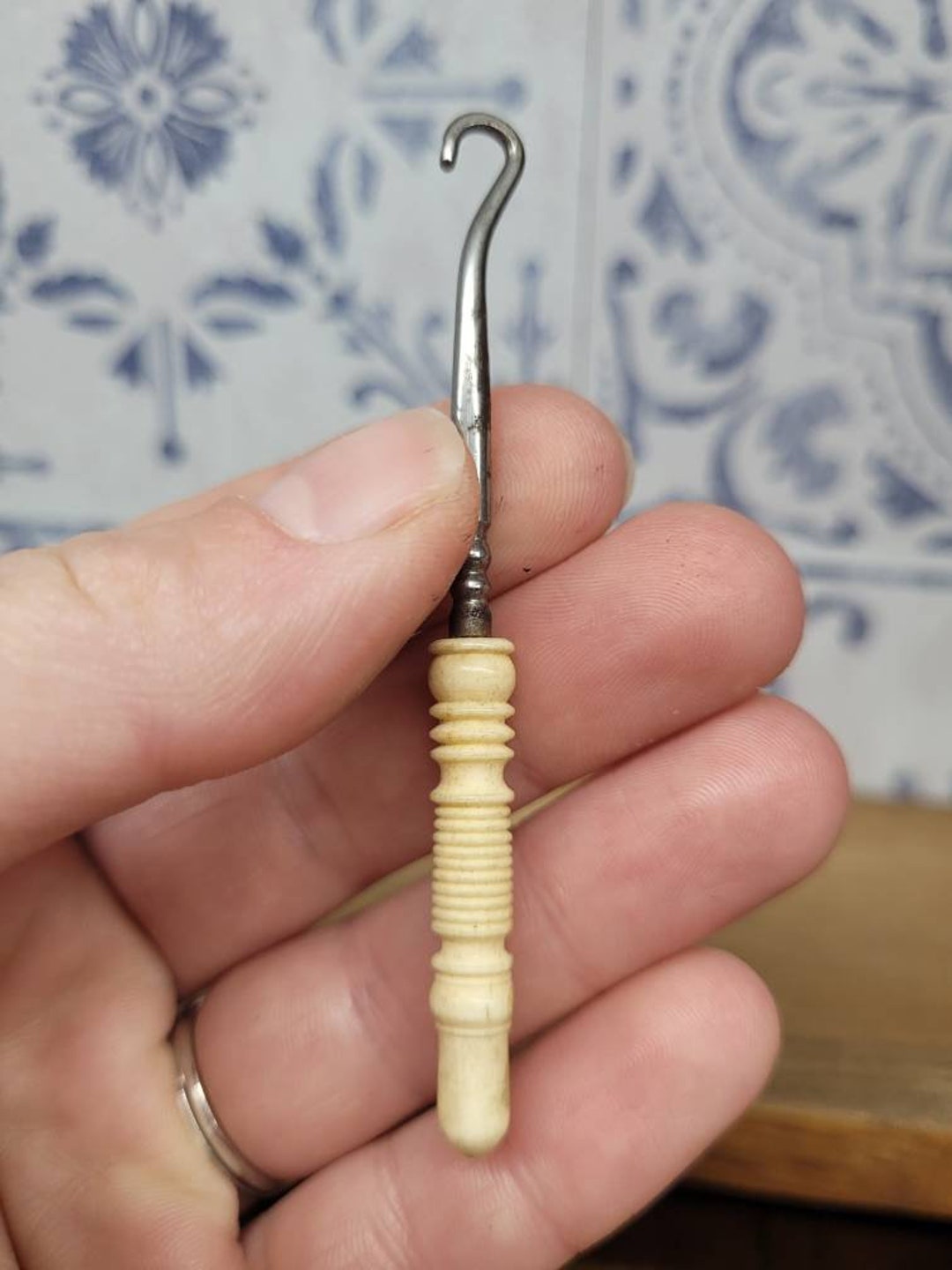 Antique Button Hook Bone Handle Victorian Sewing Button Etsy