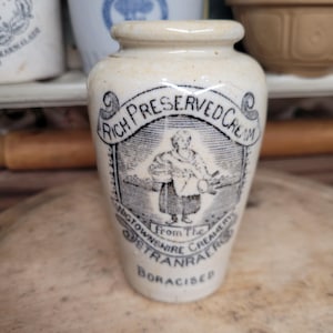 Antique Stoneware Advertising Cream Dairy Pot, Stranraer Stoneware Pot, Antique Cream Pot, Wigtownshire Creamery