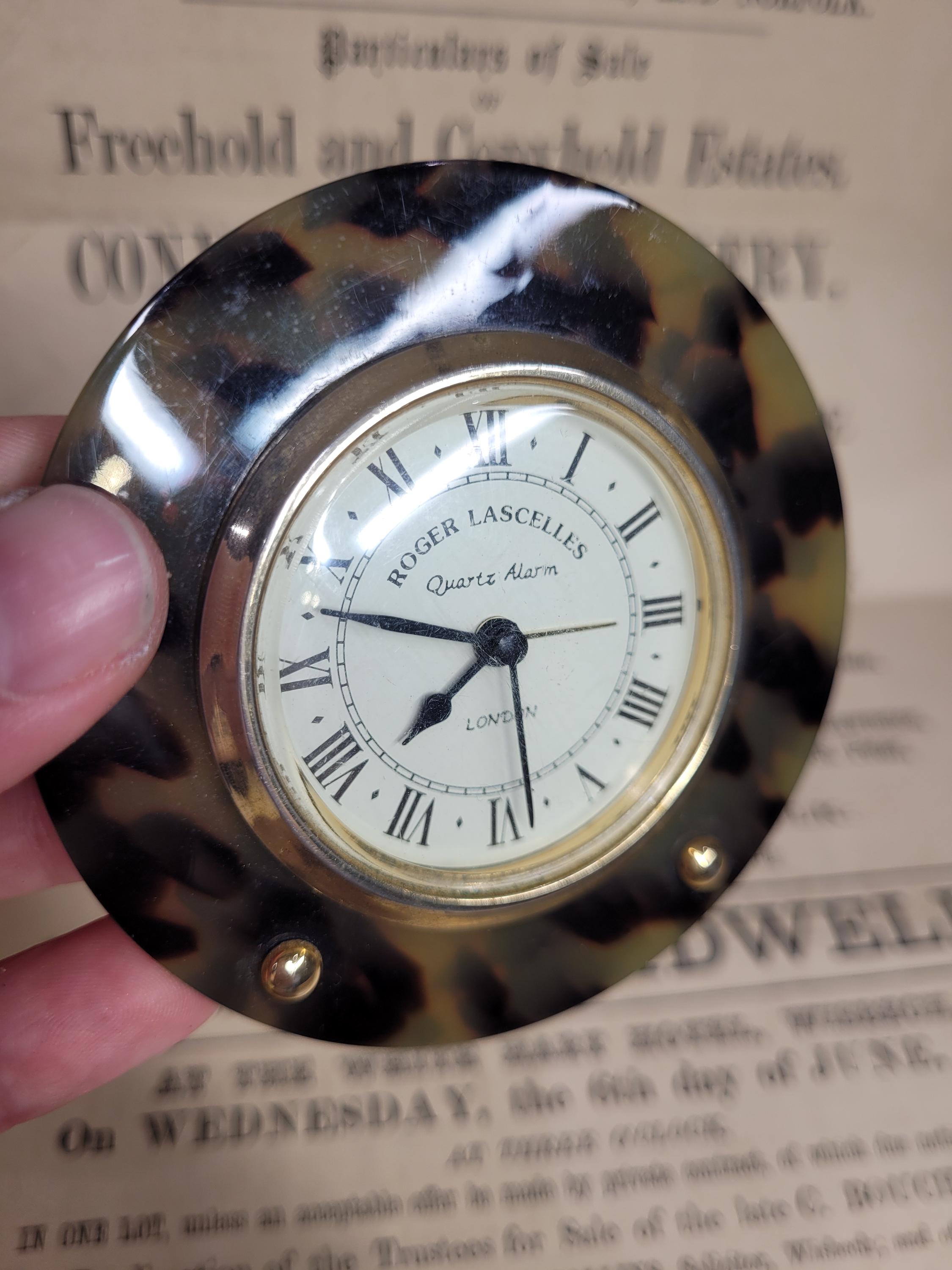 ROGER LASCELLES 掛時計.置時計 Vintage Roger Lascelles Desk Clock, Faux Tortoiseshell Design
